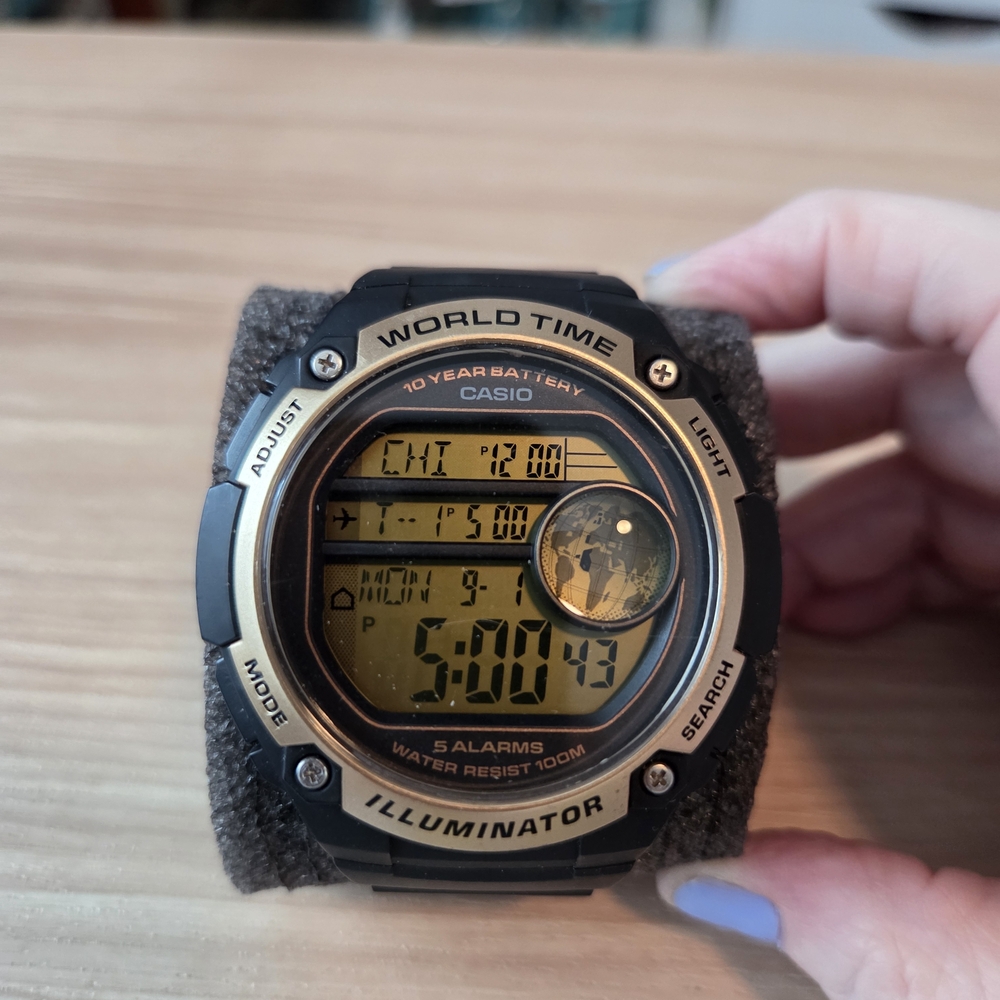 Casio Black and Gold Digital Smartwatch